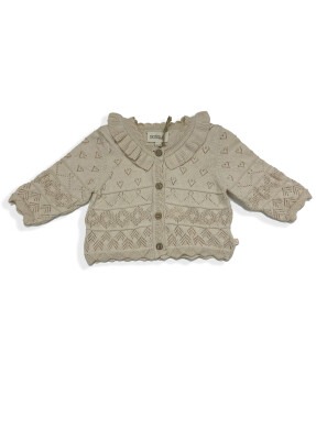 Wholesale Baby Girls 100% Organic Cotton With GOTS Certified Knitwear Cardigan 0-12M Uludağ Triko 1061-21095 - 3