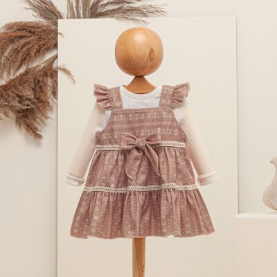 Wholesale Baby Girls 2-Piece Blouse and Dress Set 6-18M Babymuz 2009-5066 Пыльная роза