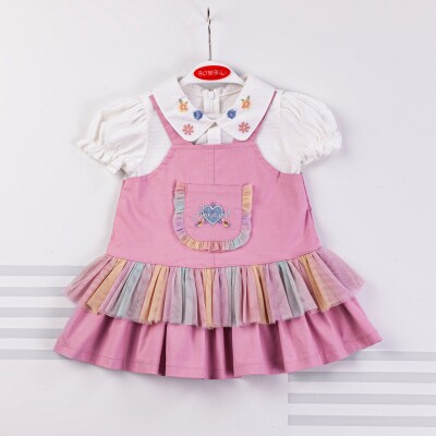Wholesale Baby Girls 2-Piece Blouse and Dress Set 9-24M Bombili 1004-6354 Розовый 