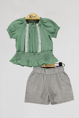 Wholesale Baby Girls 2-Piece Blouse and Shorts Set 6-18M Kumru Bebe 1075-4001 Зелёный 