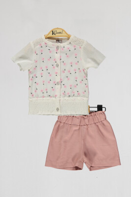 Wholesale Baby Girls 2-Piece Blouse and Shorts Set 6-18M Kumru Bebe 1075-4040 Экрю