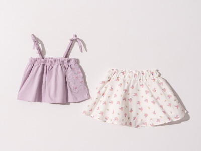 Wholesale Baby Girls 2-Piece Blouse and Single Set 6-18M Tuffy 1099-1210 Лиловый 