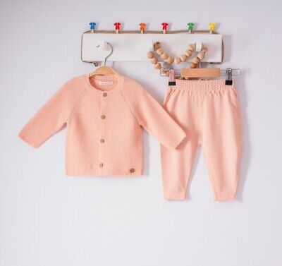 Wholesale Baby Girls 2-Piece Cardigan and Pants Set 3-12M Milarda 2001-6047 Лососевый цвет