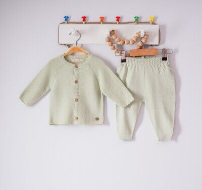 Wholesale Baby Girls 2-Piece Cardigan and Pants Set 3-12M Milarda 2001-6047 Мятно-зеленый