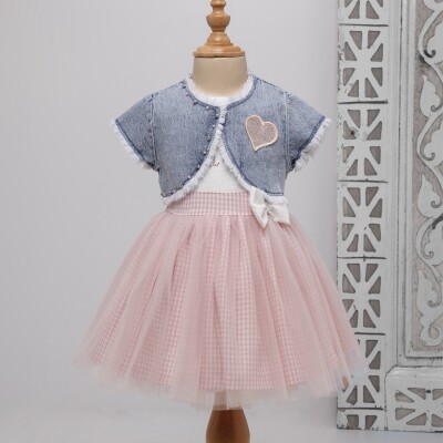 Wholesale Baby Girls 2-Piece Denim Jacket and Dress Set 9-24M Bombili 1004-6350 Розовый 