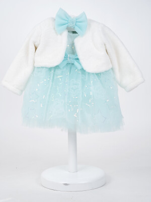 Wholesale Baby Girls 2-Piece Dress and Bolero Set 6-24M Serkon Baby&Kids 1084-M0593 Мятно-зеленый