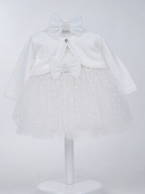 Wholesale Baby Girls 2-Piece Dress and Bolero Set 6-24M Serkon Baby&Kids 1084-M0595 Экрю