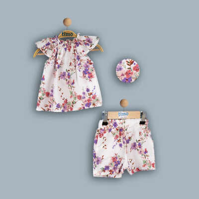 Wholesale Baby Girls 2-Piece Dress and Shorts Set 6-24M Timo 1018-TK4DT082241891 Лиловый 