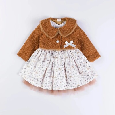 Wholesale Baby Girls 2-Piece Jacket and Dress Set 9-24M Minibombili 1005-6513 Цвет корицы