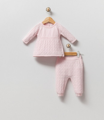 Wholesale Baby Girls 2-Piece Knitwear Blouse and Pants Set 0-9M Gubo 2002-6017 - 1