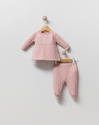 Wholesale Baby Girls 2-Piece Knitwear Blouse and Pants Set 0-9M Gubo 2002-6017 - 2