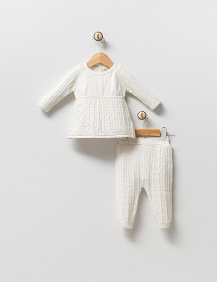 Wholesale Baby Girls 2-Piece Knitwear Blouse and Pants Set 0-9M Gubo 2002-6017 - 3