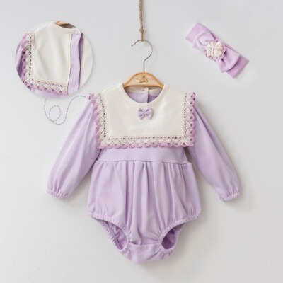 Wholesale Baby Girls 2-Piece Rompers with Headband 6-12M Minizeyn 2014-9003 Лиловый 