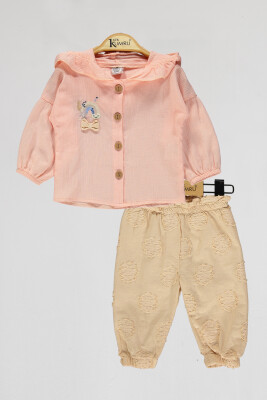 Wholesale Baby Girls 2-Piece Shirt and Pants Set 6-18M Kumru Bebe 1075-4046 Лососевый цвет