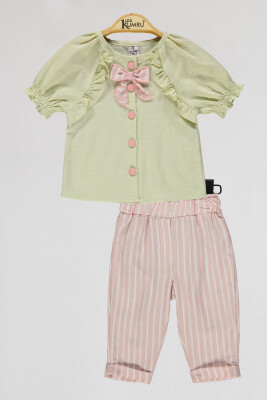 Wholesale Baby Girls 2-Piece Shirt and Pants Set 6-18M Kumru Bebe 1075-4104 Мятно-зеленый