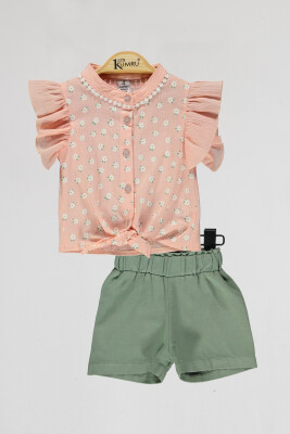 Wholesale Baby Girls 2-Piece Shirts and Shorts Set 6-18M Kumru Bebe 1075-4033 Лососевый цвет