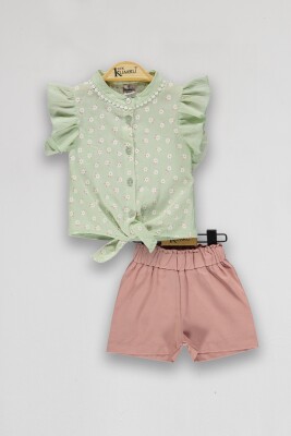 Wholesale Baby Girls 2-Piece Shirts and Shorts Set 6-18M Kumru Bebe 1075-4033 Мятно-зеленый