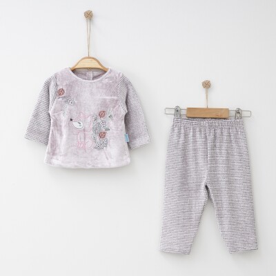 Wholesale Baby Girls 2-Piece Sweatshirt and Pants Set 3-9M Hoppidik 2017-2320 Светло- розовый 