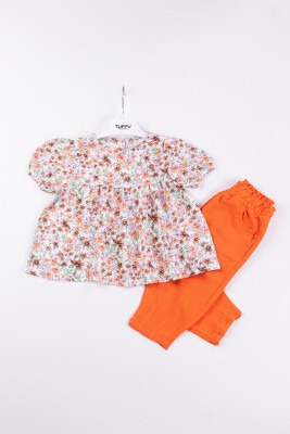 Wholesale Baby Girls 2-Piece T-Shirt and Pants Set 6-18M Tuffy 1099-9521 Оранжевый 