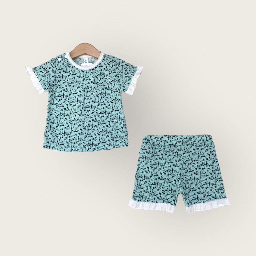 Wholesale Baby Girls 2-Piece T-Shirt and Shorts Set 6-18M Algiy Mini 2047-2822TK - 3