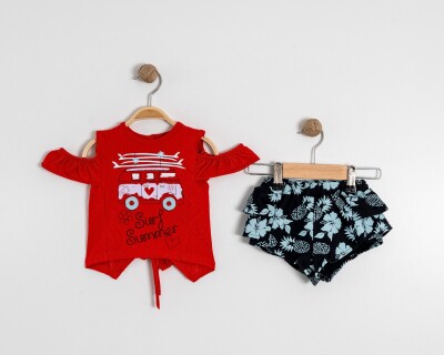 Wholesale Baby Girls 2-Piece T-Shirt and Shorts Set 9-24M Tofigo 2013-7333 Красный
