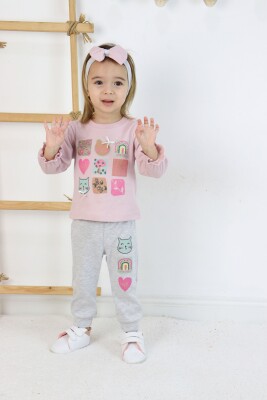 Wholesale Baby Girls 2-Piece Tracksuit Set 3-12M Serkon Baby&Kids 1084-M1871 Пыльная роза