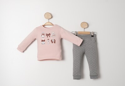 Wholesale Baby Girls 2-Piece Tracksuit Set 9-24M Sani 1068-10023 Лососевый цвет