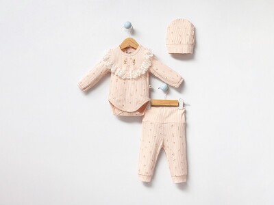 Wholesale Baby Girls 2-Pieces Hat Body and Pants Set 3-12M Bubbles 2040-3015 Лососевый цвет