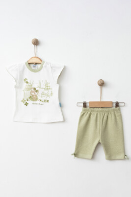 Wholesale Baby Girls 2-Pieces T-shirt and Short Set 3-9M Hoppidik 2017-2350 Зелёный 