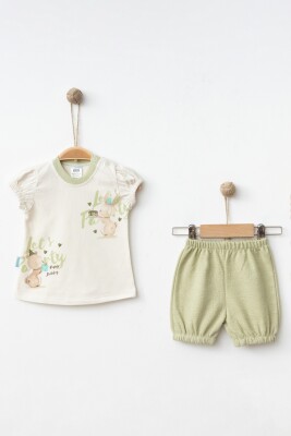 Wholesale Baby Girls 2-Pieces T-shirt and Short Set 3-9M Hoppidik 2017-2356 Зелёный 
