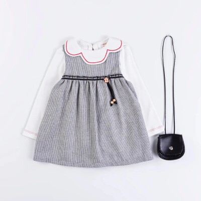 Wholesale Baby Girls 3-Piece Badi, Dress and Bag Set 6-18M Minibombili 1005-6503 Серый 
