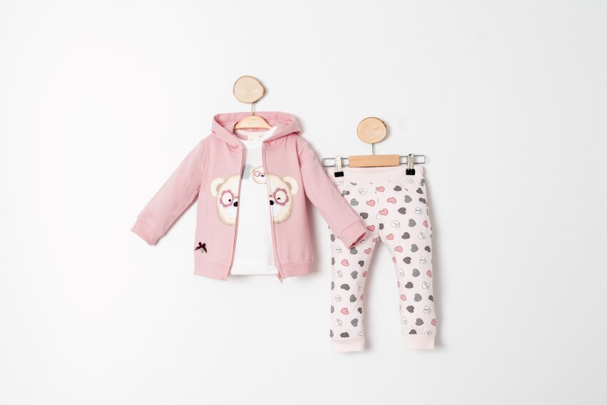 Wholesale Baby Girls 3-Piece Cardigan, Bodysuit and Pants Set 9-24M Sani 1068-10001 - 3