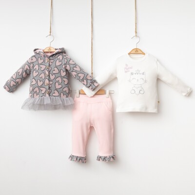Wholesale Baby Girls 3-Piece Cardigan Long Sleeve T-Shirt and Pants Set 6-18M Minizeyn 2014-8002- - Minizeyn