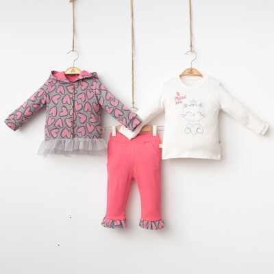 Wholesale Baby Girls 3-Piece Cardigan Long Sleeve T-Shirt and Pants Set 6-18M Minizeyn 2014-8002- - 2