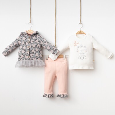 Wholesale Baby Girls 3-Piece Cardigan Long Sleeve T-Shirt and Pants Set 6-18M Minizeyn 2014-8002- - 3