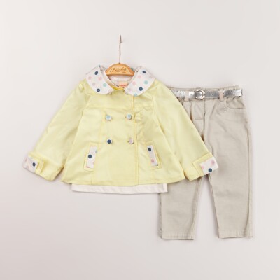 Wholesale Baby Girls 3-Piece Coat, Badi and Pants Set 9-24M Bombili 1004-6591 Жёлтый 