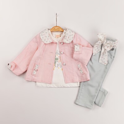 Wholesale Baby Girls 3-Piece Coat, Body and Pants Set 9-24M Bombili 1004-6584 Розовый 