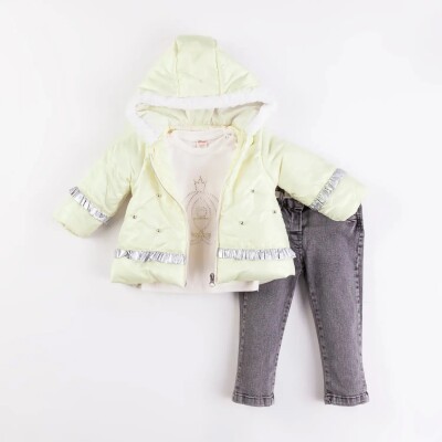 Wholesale Baby Girls 3-Piece Coat, Sweatshirt and Pants Set 9-24M Minibombili 1005-6167 Жёлтый 