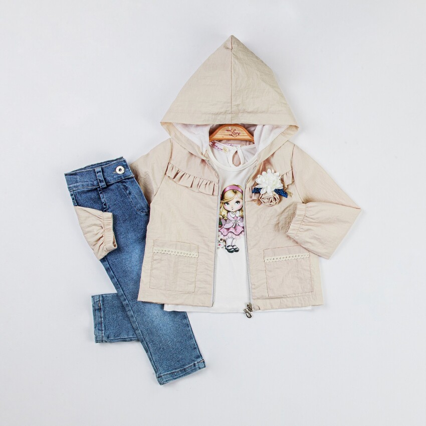 Wholesale Baby Girls 3-Piece Jacket, Badi and Denim Pants Set 9-24M Miss Lore 1055-5505 - 3