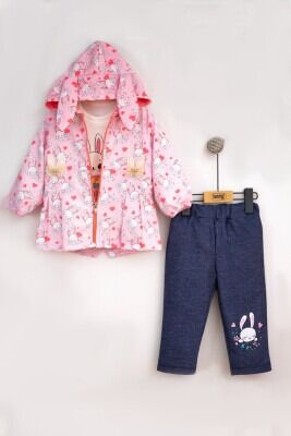 Wholesale Baby Girls 3-Piece Jacket Pants and Long Sleeve T-Shirt Set 6-18 Lummy Baby 2010-9027 Пудра