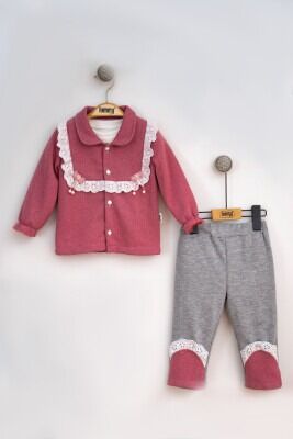 Wholesale Baby Girls 3-Piece Jacket Trousers and Long Sleeve T-Shirt Set 6-18M Lummy Baby 2010-9060 - 1