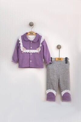 Wholesale Baby Girls 3-Piece Jacket Trousers and Long Sleeve T-Shirt Set 6-18M Lummy Baby 2010-9060 - 2