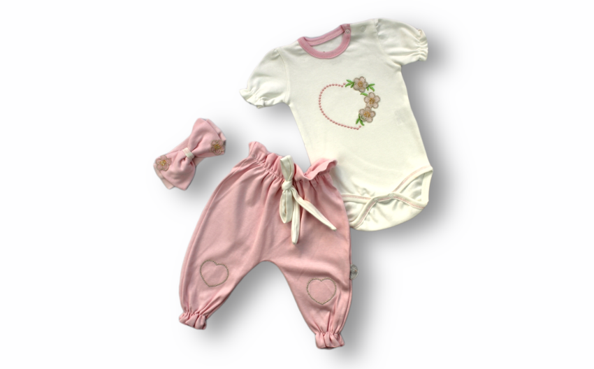 Wholesale Baby Girls 3-Piece Newborn Set 3-12M Tomuycuk 1074-75392 - 1