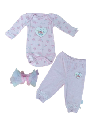 Wholesale Baby Girls 3-Piece Newborn Set 3-12M Tomuycuk 1074-75444 - Tomuycuk