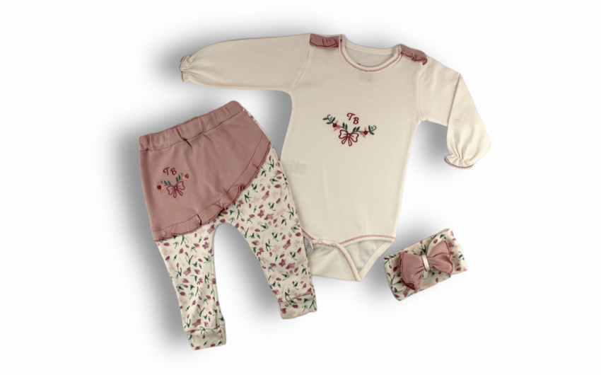 Wholesale Baby Girls 3-Piece Newborn Set 3-12M Tomuycuk 1074-75456 - 1