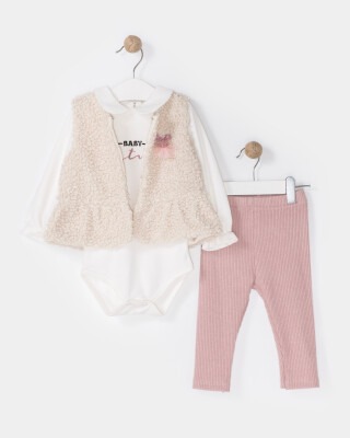 Wholesale Baby Girls 3-Piece Onesies Vest and Leggings Set 6-18M Bupper Kids 1053-23921 Экрю