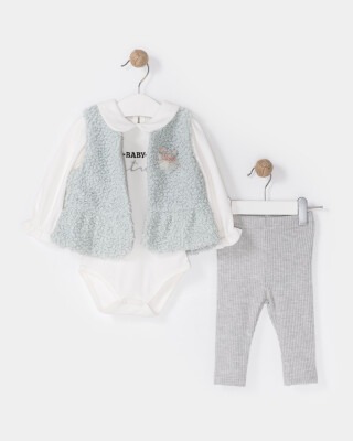 Wholesale Baby Girls 3-Piece Onesies Vest and Leggings Set 6-18M Bupper Kids 1053-23921 Мятно-зеленый