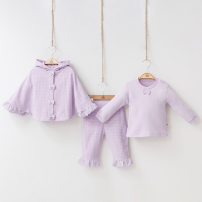 Wholesale Baby Girls 3-Piece Poncho Pants and Blouse Set 6-18M Minizeyn 2014-8008 - Minizeyn