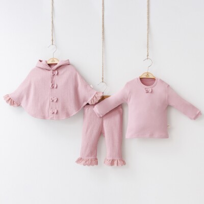 Wholesale Baby Girls 3-Piece Poncho Pants and Blouse Set 6-18M Minizeyn 2014-8008 - 3