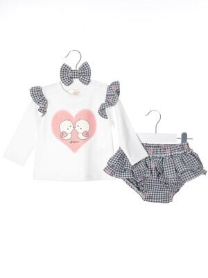 Wholesale Baby Girls 3-Piece Set With Skirt 3-12M Serkon Baby&Kids 1084-M0149 Пыльная роза